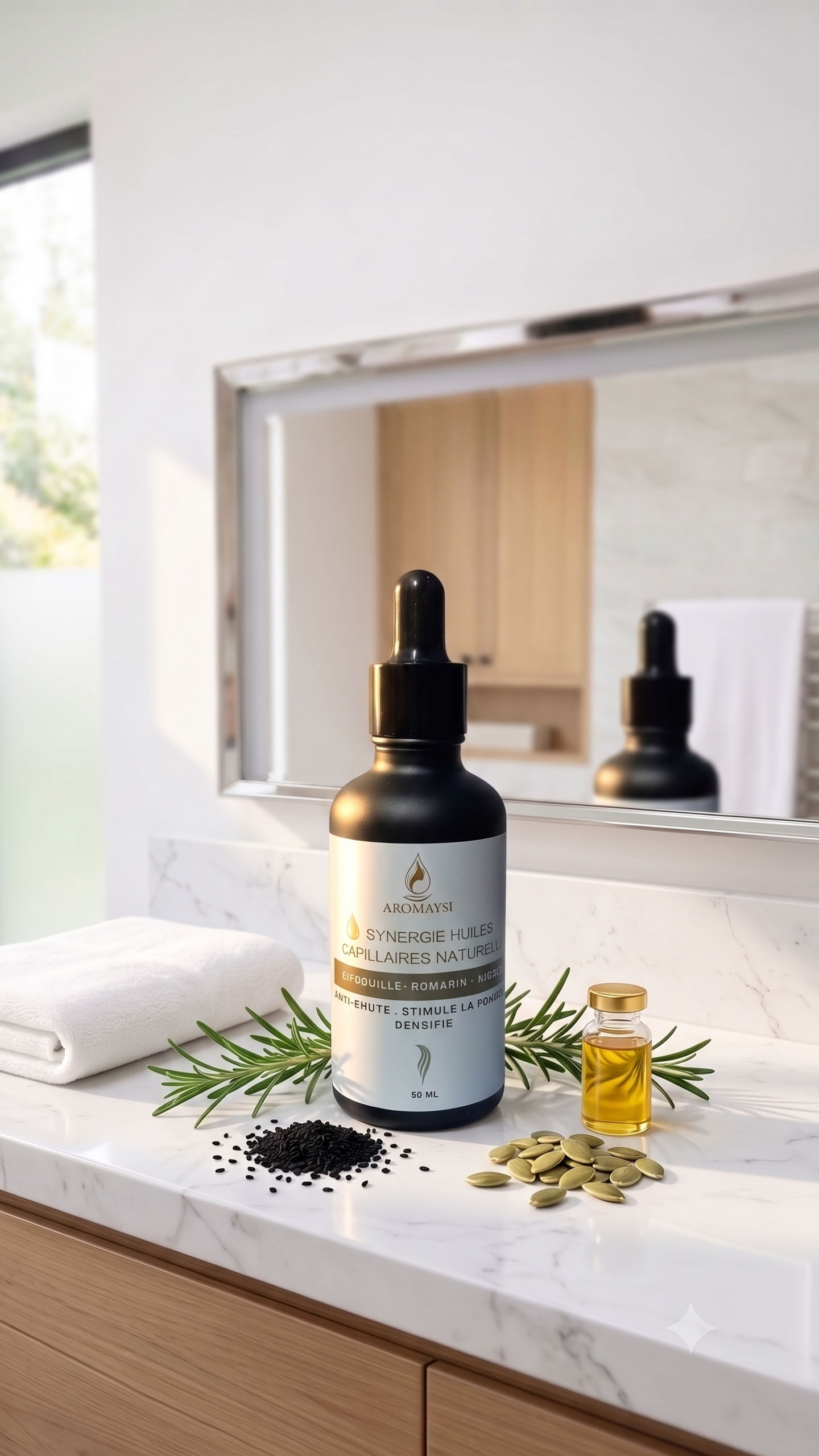 SYNERGIE HUILES CAPILLAIRES NATURELLES ANTI CHUTE - STIMULE LA POSSE- DENSIFIE